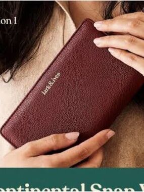NEW Lark & Ives Continental Snap Wallet | Burgundy Vegan Leather | Dustcover